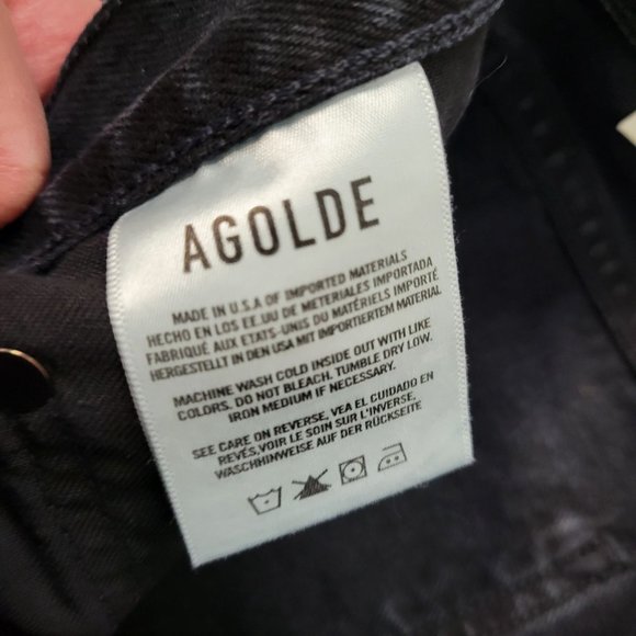 AGOLDE Size 27 Lana Mid-Rise Vintage Straight Button-Fly Black Jeans Full-Length - Picture 13 of 13